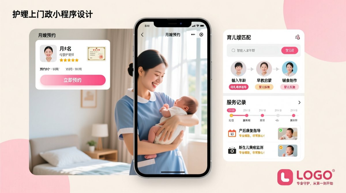 母婴护理上门家政小程序开发：月嫂预约 + 育儿嫂匹配 + 服务记录功能